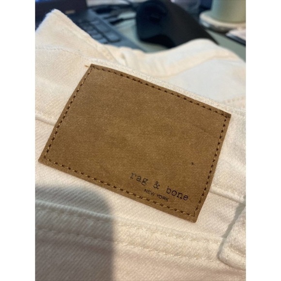 Rag & Bone Harlow Mid Rise Straight Leg Jeans Optic White 30 Ankle Stretch - Picture 10 of 11